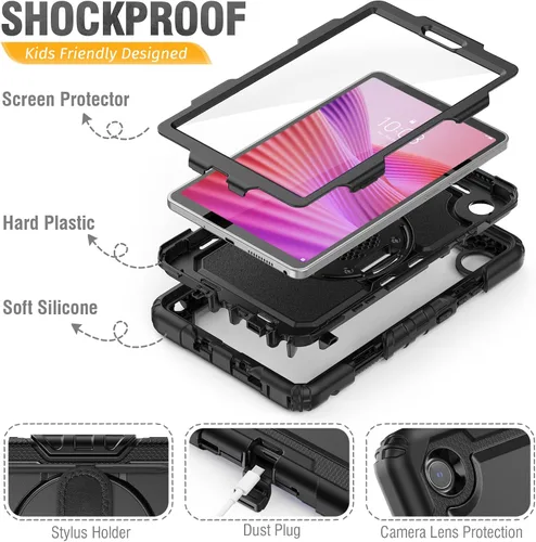 Miniatura 8 de HXCASEAC Funda para Lenovo Tab One de 8.7 pulgadas (TB-305FU) con protector de pantalla, soporte para bolígrafo, correa de mano, soporte ajustable