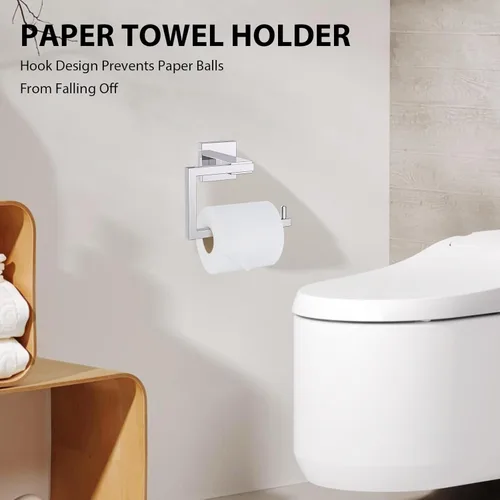 Miniatura 5 de YACVCL Juego de 5 piezas de accesorios de hardware para baño 60 cm Barra de toalla Kit moderno de toallero Acero inoxidable montado en la pared