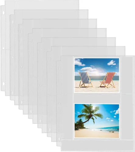 Fabmaker Paquete de 30 fundas de fotos para carpeta de 3 anillas (4 x 6, para 120 fotos), protectores de páginas de archivo, páginas de repuesto de