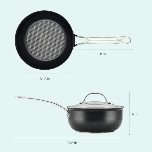 Miniatura 7 de Anolon X - SearTech Saucier antiadherente, compatible con placa de inducción (2.4L/2.5qt)