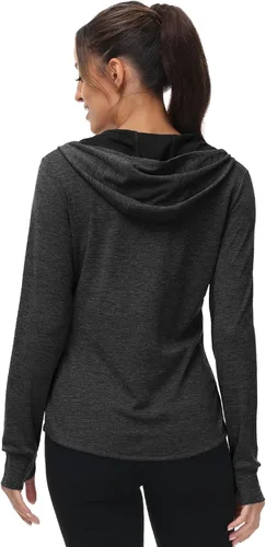 Miniatura 46 de TBMPOY Chaquetas con capucha y protección solar UPF 50+ para mujer, ligeras, de manga larga, para senderismo, exteriores, con cremallera completa