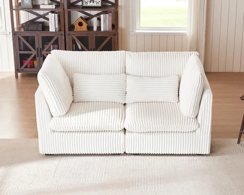 Miniatura 68 de Sofá Modular de Gran Tamaño, Sofá Seccional de Chenilla Nube Extra Profundo con Chaise Otomana, Sofá Esponjoso de Chenilla de 4 Plazas para Sala