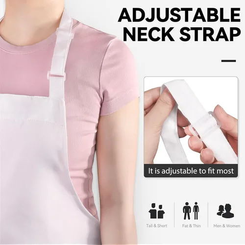 Miniatura 6 de NLUS Sombrero de chef blanco y delantal, juego de disfraz de chef ajustable, delantal de cocina para hornear con 2 bolsillos para hombres y mujeres