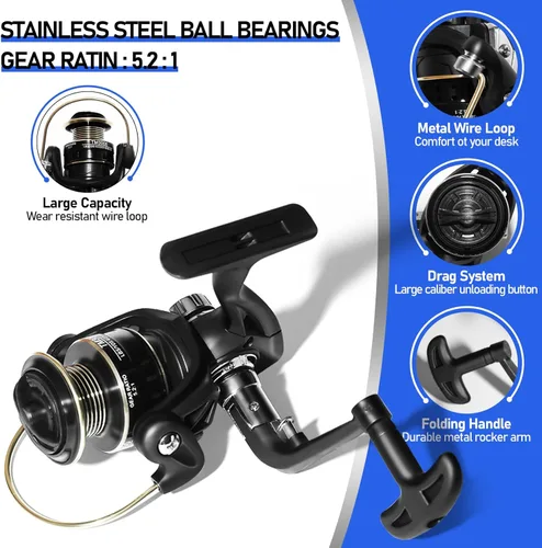Miniatura 3 de Telescopic Fishing Rod and Reel Combo Kit, 2PACK 6.9FT Carbon Fiber Collapsible Rods, Spinning Reels, Lures and Carrier Bag, Saltwater & Freshwater