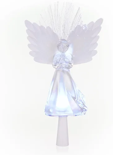 Miniatura 6 de Alpine Corporation Adorno para la Copa del Árbol de Ángel de 11 pulgadas de alto con alas de fibra óptica y luz LED, con función de temporizador