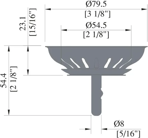 Miniatura 4 de KANARY Colador de repuesto para fregadero de cocina para desagües estándar (3-1/2 pulgadas), cuerpo de acero inoxidable con tapón de goma
