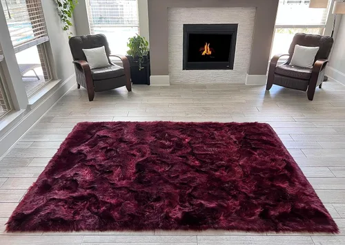 Miniatura 5 de LAMBZY Elegante y sofisticada alfombra rectangular de piel de oveja (beige, 2 x 3 pies)