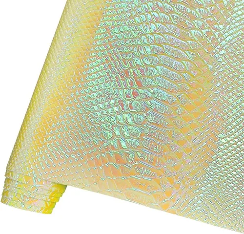 Miniatura 9 de HYANG - Hojas holográficas de piel sintética de poliuretano en relieve de serpiente, muy adecuadas para hacer manualidades, bolsos, aretes de cuero
