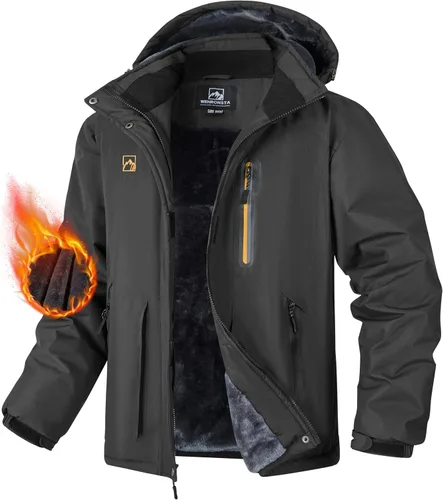 Miniatura 10 de WENRONSTA Chaqueta de esquí para hombre, abrigo de invierno, cálido, impermeable, rompevientos, montaña, snowboard, con capucha, senderismo, traval