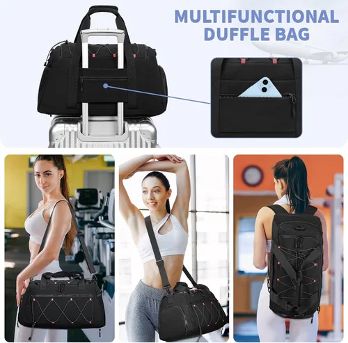 Miniatura 3 de Bolsa de gimnasio para mujer, bolsa de viaje deportiva de 40 L, mochila de gimnasio con compartimento para zapatos, bolsa de mano para fines