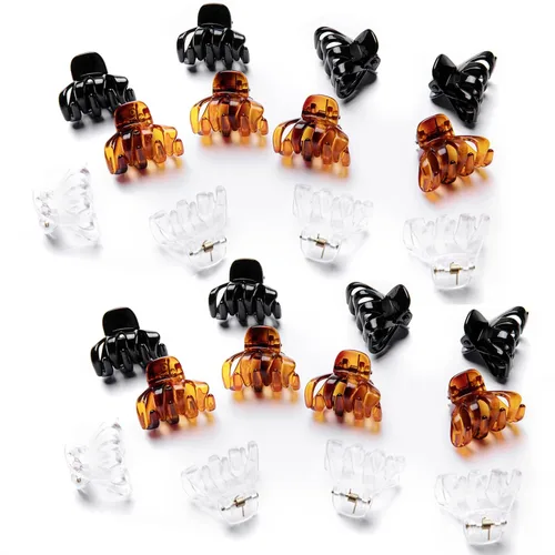 Miniatura 14 de Cobahom 24 pinzas pequeñas de plástico para cabello fino, accesorios de peinado antideslizantes para mujeres y niñas (negro, peinado)
