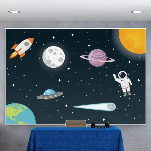 Miniatura 5 de Renaiss Fondo de espacio exterior de 5 x 3 pies, universo galaxia, cielo estrellado, astronauta, cohete, planeta, fiesta, fondo de fotografía