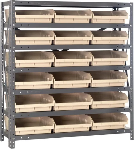 Miniatura 61 de Quantum QSBU-245BK Heavy Duty Shelving Unit with (7) Shelves and (24) QUS245 Black Bins for Garage Warehouse Storage Distribution 400 lb Load