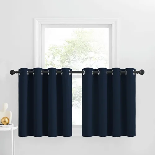 Miniatura 239 de NICETOWN Cortinas opacas de cocina para ventana sobre el fregadero, aislamiento térmico, decoración del hogar, pequeños niveles opacos con ojales