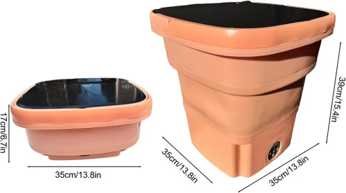 Miniatura 6 de Peach - Mini lavadora portátil de 15 litros – Lavadora de ropa con diseño portátil, ideal para espacios pequeños Melocotón