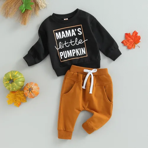 Miniatura 2 de Ropa para el día de San Valentín para bebé, sudadera de manga larga con letras, pantalones deportivos elásticos para otoño e invierno