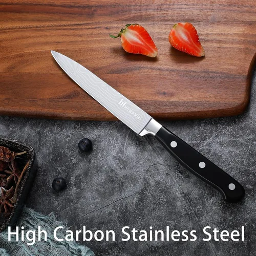 Miniatura 4 de Cuchillo de chef de 5 pulgadas y juego de cuchillos de cocina profesional, acero inoxidable alemán de alto carbono, afilado de afeitar, mango