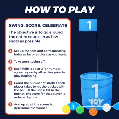 Miniatura 6 de TOY Life Juego de cubo de golf, juego de golf de 3 agujeros para adultos, familia y niños, campo de golf portátil con pelotas y bandera, juego