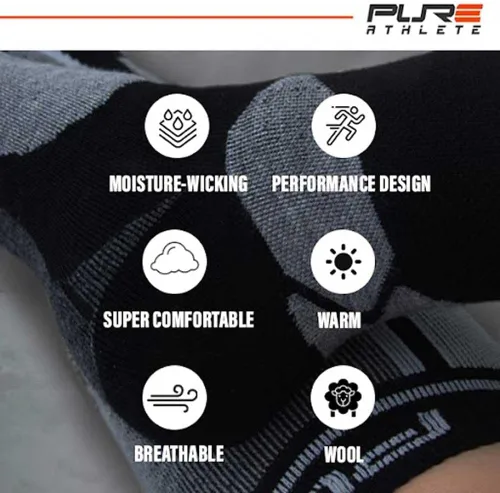 Miniatura 6 de Pure Athlete Calcetines de esquí fabricados en Estados Unidos, calcetines ligeros de lana de alpaca para el invierno para esquiar