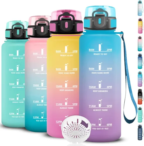 Miniatura 11 de Botella de agua – 16.9 fl oz – Botella de agua para niños, botella de sorbete a prueba de fugas, botella deportiva con marcador de tiempo, botella