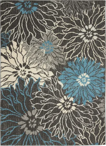 Miniatura 22 de Nourison Passion - Alfombra azul, de 6 pies, 7 pulgadas x 9 pies, 6 pulgadas, floral, campestre, fácil de limpiar, no desprende pelo