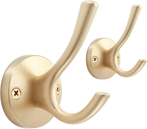 Miniatura 10 de TOFIIGREM Ganchos de pared negros para toallas, paquete de 3 ganchos para abrigos, ganchos para bata, gancho de metal resistente, doble gancho
