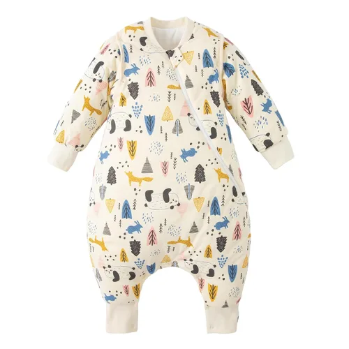 Miniatura 21 de Duomiaomiao Paquete de 2 bolsas de dormir TOG para niños de 6 a 12 meses, 100% algodón, ligero, con pies, transpirable, cómoda manta para niños