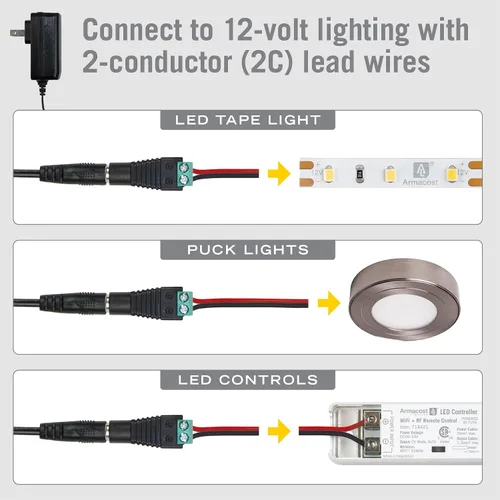 Miniatura 2 de Armacost Lighting 12V 12W 1 Amp Adaptador de fuente de alimentación Transformador AC 100V-120V con conector de salida DC de 0.217x0.083 in