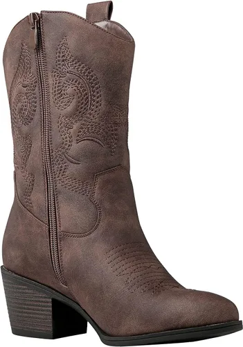 Miniatura 3 de GLOBALWIN Botas vaqueras occidentales de media pantorrilla para mujer, botas vaqueras de moda para mujer, tacón bajo grueso