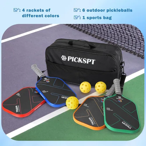 Miniatura 7 de USAPA Approved Pickleball Paddles: 3K/T700 Carbon Fiber Surface, Polypropylene Core, Lightweight (7.8-8oz), with Pro Bundle (Balls, Grips, Bag) &