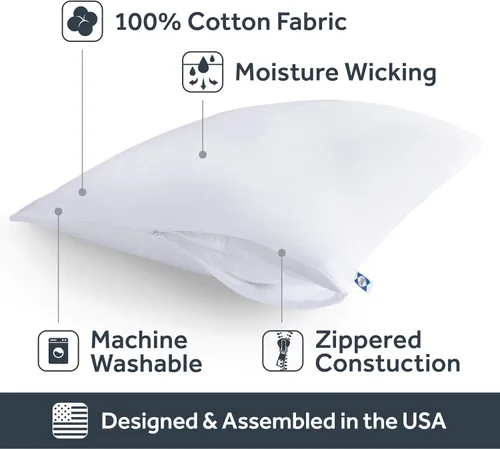 Miniatura 3 de Sealy Performance - Protector de almohada 100% algodón transpirable que absorbe la humedad, lavable a máquina, con cremallera, tamaño King, 2