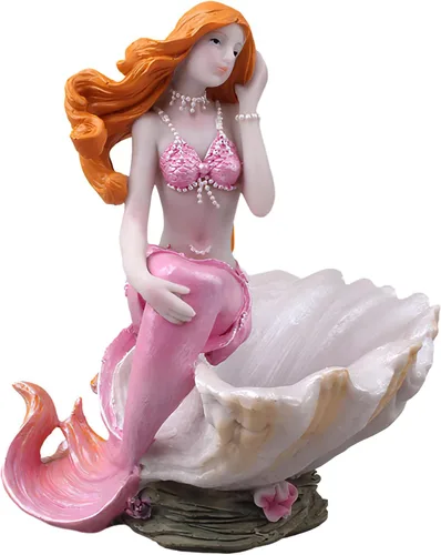 Miniatura 10 de Figuritas de sirena, adorno de acuario, resina, estilo mediterráneo, sirena, princesa, manualidades, estatua, organizador de almacenamiento de Azul