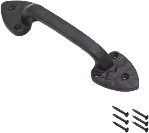 Miniatura 18 de Paquete de 2 manijas de barra recta de 8 pulgadas para puerta de granero, tiradores de hierro fundido negro para puertas correderas, puertas