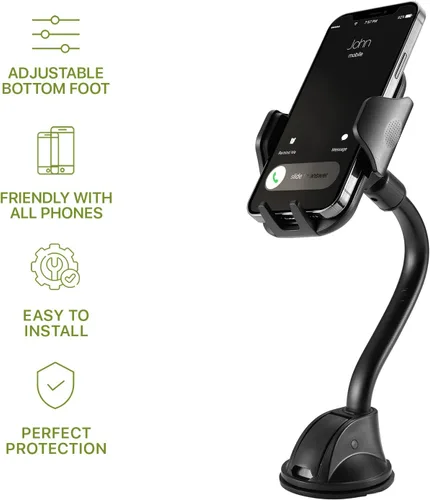 Miniatura 7 de LAX Gadgets Soporte De Teléfono De Soporte De Taza Para IPhone 13, Samsung Galaxy S20, Dispositivos GPS - Negro