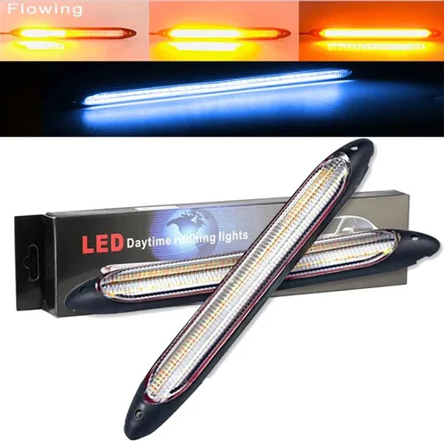 YSY Tira de luces LED DRL de circulación diurna impermeable de 12 V para faros delanteros secuenciales, señal de giro amarillo, luz diurna universal