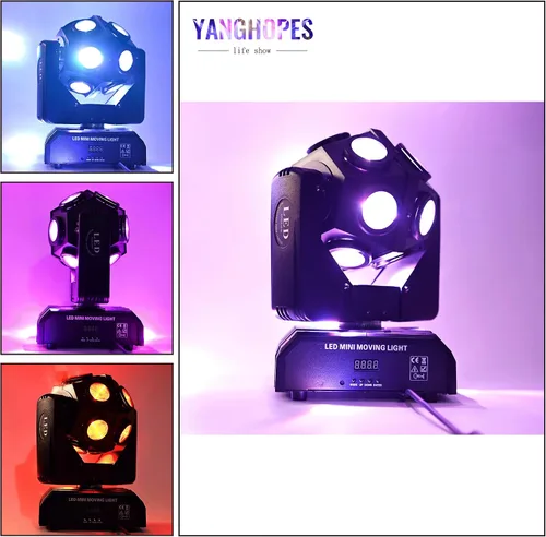 Miniatura 4 de Luz de Escenario de Cabeza Móvil RGBW 12LED Luces de Haz Giratorio Luces de Iluminación Ascendente de Escenario para Eventos Activada por Sonido