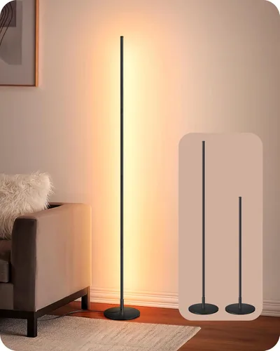 Miniatura 9 de EDISHINE Lámpara de pie LED de esquina, moderna luz delgada y regulable, altura ajustable, lámpara alta minimalista de 57.5 pulgadas para sala