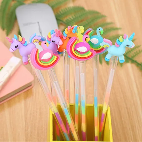 Bolígrafo de tinta de gel de caballo de cisne arcoíris de animales, lindos bolígrafos de escritura coloridos Kawaii, bolígrafo de tinta de gel de
