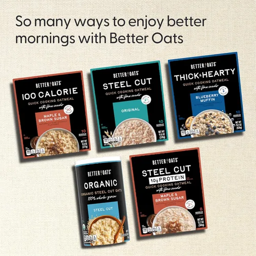 Miniatura 7 de Better Oats Paquetes de avena instantánea gruesos y abundantes, sabor a muffin de arándanos con semillas de lino y granos enteros, desayuno