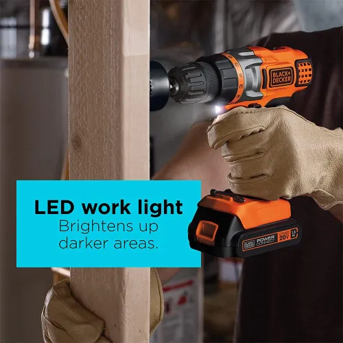 Miniatura 4 de BLACK+DECKER 20V MAX Taladro/desarmador inalámbrico con batería y cargador, luz de trabajo LED (LDX220C)
