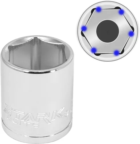 Miniatura 4 de Stark USA Llave de impacto SAE (5/16" a 3/4") y métrica (8 a 0.748 in) reversible de trinquete profunda y poco profunda, 6 puntos, trinquete, junta