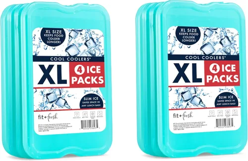 Miniatura 2 de Cool Coolers by Fit & Fresh 4 Pack XL Slim Ice Packs, Quick Freeze Space Saving Reusable Ice Packs for Lunch Boxes or Coolers Verde (paquete de 8)