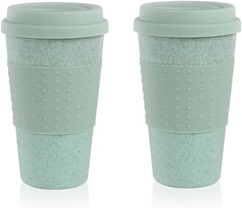Miniatura 65 de Taza de café sellada con paja de trigo, taza de plástico portátil creativa, taza de alimentos de alto valor que acompaña a beber 16.9 fl oz/17 oz