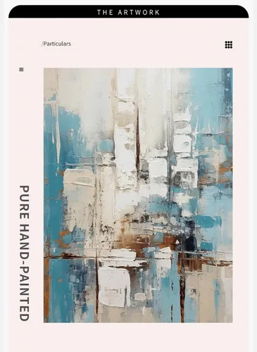 Miniatura 4 de Lienzo abstracto enmarcado con textura 3D para oficina, pintura al óleo abstracta azul pintada a mano para sala de estar, decoración de pared grande