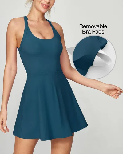 Miniatura 2 de Heathyoga Vestido de tenis con pantalones cortos integrados y brasier atlético para mujer, vestido de entrenamiento de golf trenzado de verano