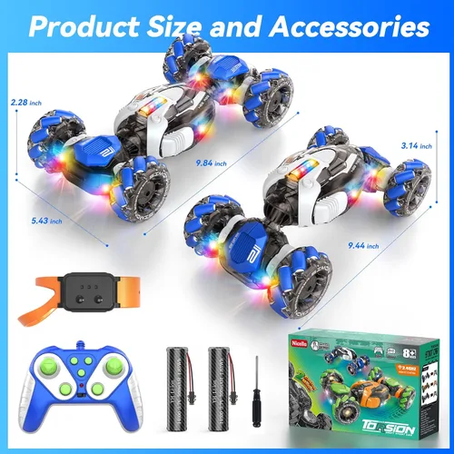 Miniatura 8 de Nicella Auto a control remoto, juguetes de control remoto, regalos para niños y niñas de 6, 7, 8, 9, 10, 11, 12 años, rotación de 360°, 4WD