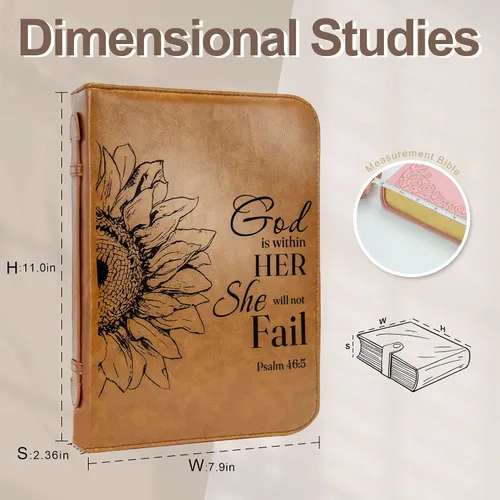 Miniatura 4 de GUEER Funda para Biblia para hombres, Portabiblia, Funda para Biblia Bolsa Organizadora de Transporte, con Cremallera y Bolsillos para Biblia