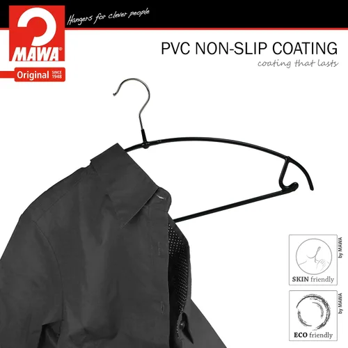 Miniatura 7 de Mawa by Reston Lloyd Euro Ultra Light/Thin Series, Percha antideslizante que ahorra espacio con barra y ganchos para pantalones y faldas
