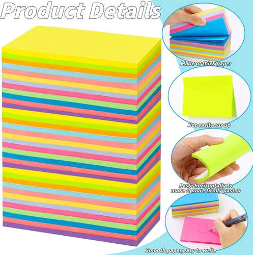 Miniatura 3 de 36 blocs de notas adhesivas de 3 x 5 pulgadas, 12 colores autoadhesivos, multicolor, bloc de notas rectangulares brillantes y coloridas