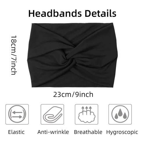 Miniatura 2 de AKTVSHOW Diademas de 7 pulgadas de ancho para mujer, paquete de 10 diademas grandes estilo turbante bohemio a la moda, bandas para el cabello